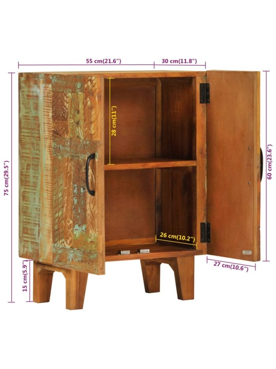 Ručně vyřezávaný příborník 55x30x75cm masivní recyklované dřevo