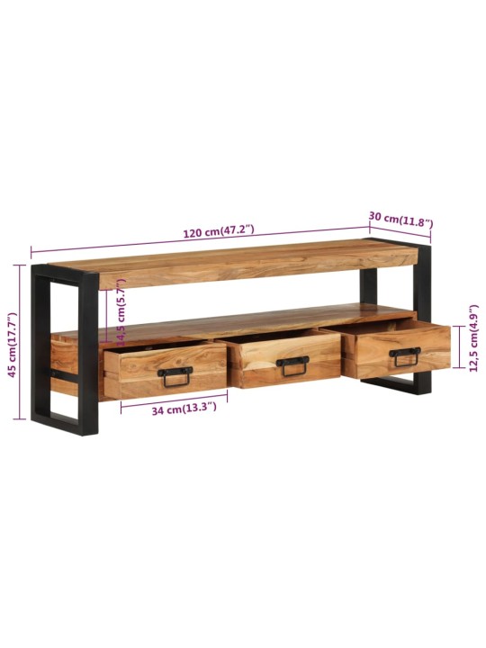 TV skříňka 120 x 30 x 45 cm masivní akáciové dřevo