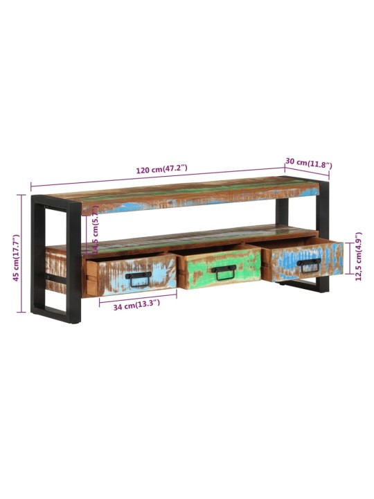 TV skříňka 120 x 30 x 45 cm masivní recyklované dřevo