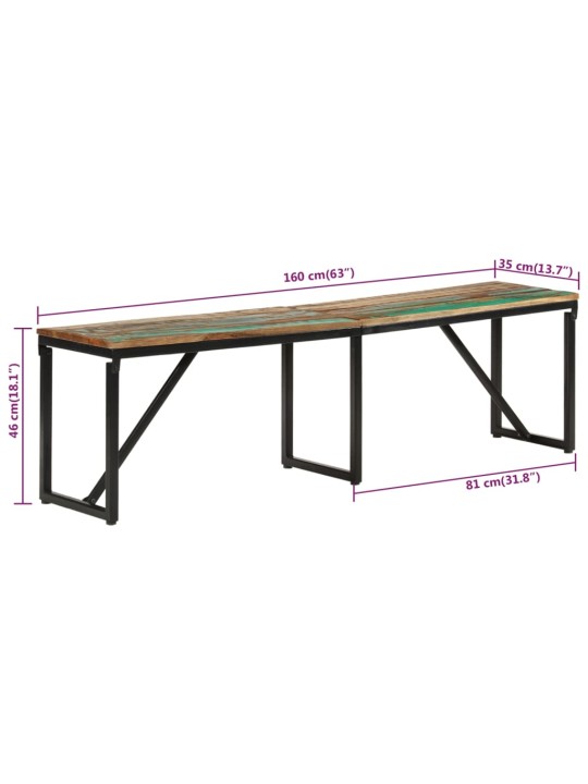 Lavice 160 x 35 x 46 cm masivní recyklované dřevo