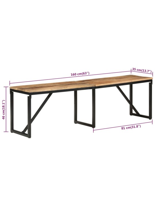 Lavice 160 x 35 x 46 cm masivní mangovníkové dřevo