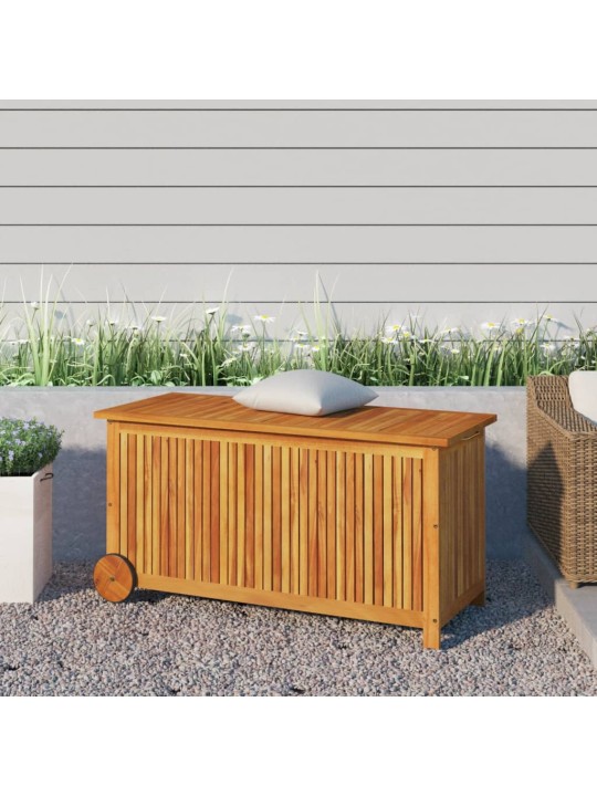 Zahradní úložný box s kolečky 113 x 50 x 58 cm masivní akácie
