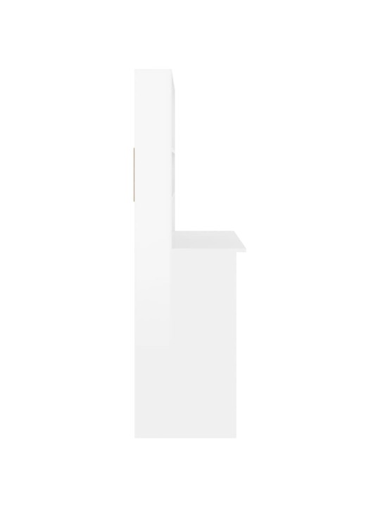 Psací stůl s policemi bílý vysoký lesk 102x45x148 cm kompozit