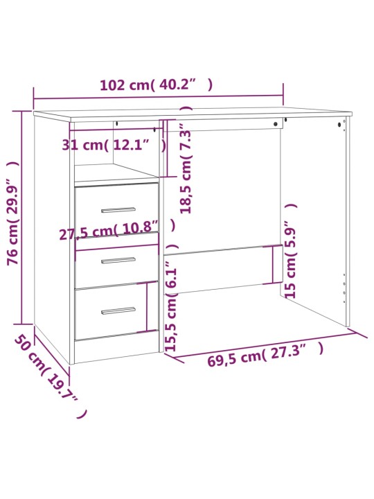 Psací stůl se zásuvkami bílý 102 x 50 x 76 cm kompozitní dřevo