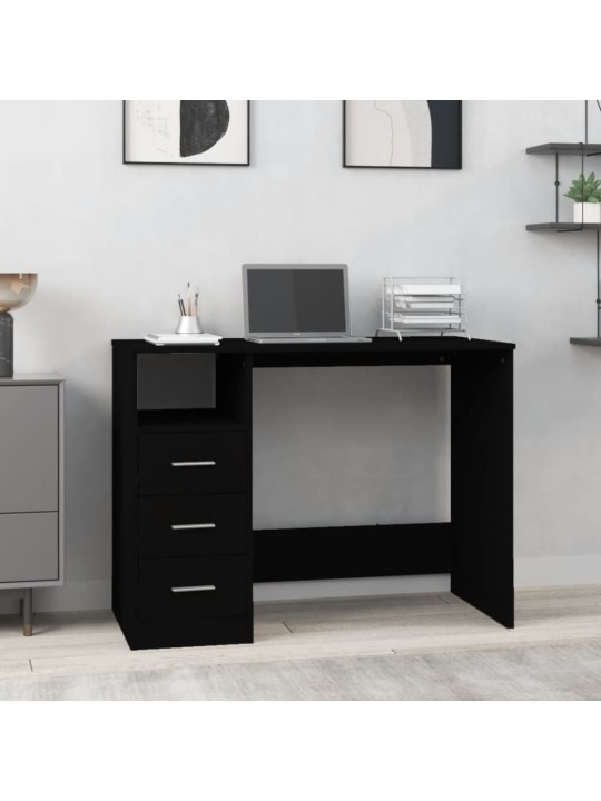Psací stůl se zásuvkami černý 102 x 50 x 76 cm kompozitní dřevo