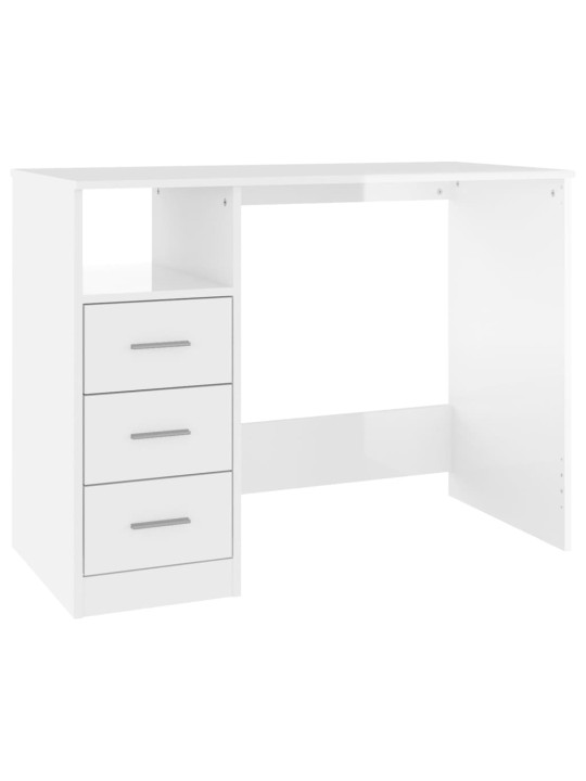 Psací stůl se zásuvkami bílý vysoký lesk 102x50x76 cm kompozit