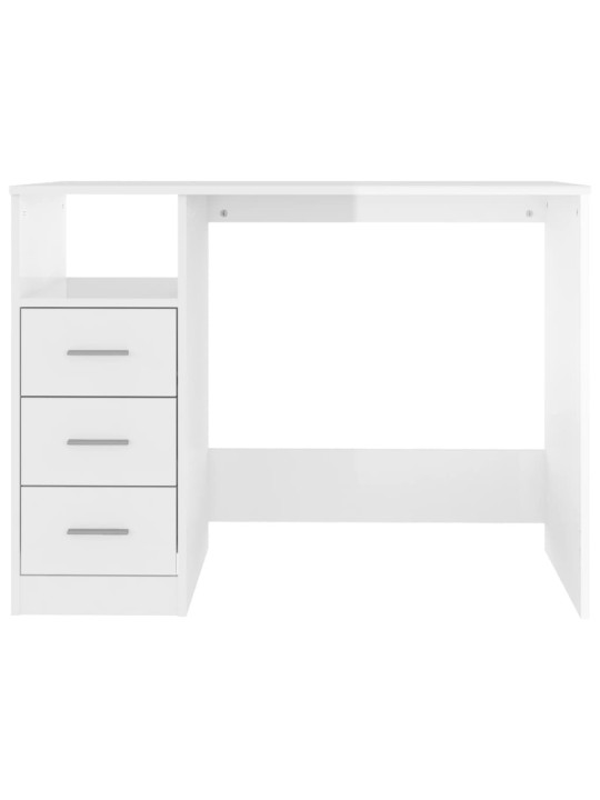 Psací stůl se zásuvkami bílý vysoký lesk 102x50x76 cm kompozit
