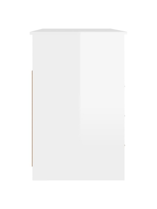 Psací stůl se zásuvkami bílý vysoký lesk 102x50x76 cm kompozit