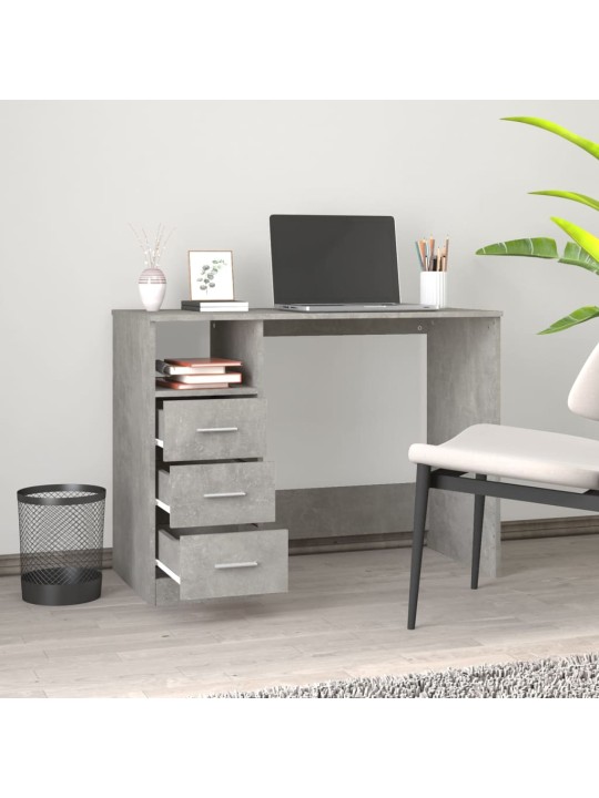 Psací stůl se zásuvkami betonově šedý 102x45x148 cm kompozit