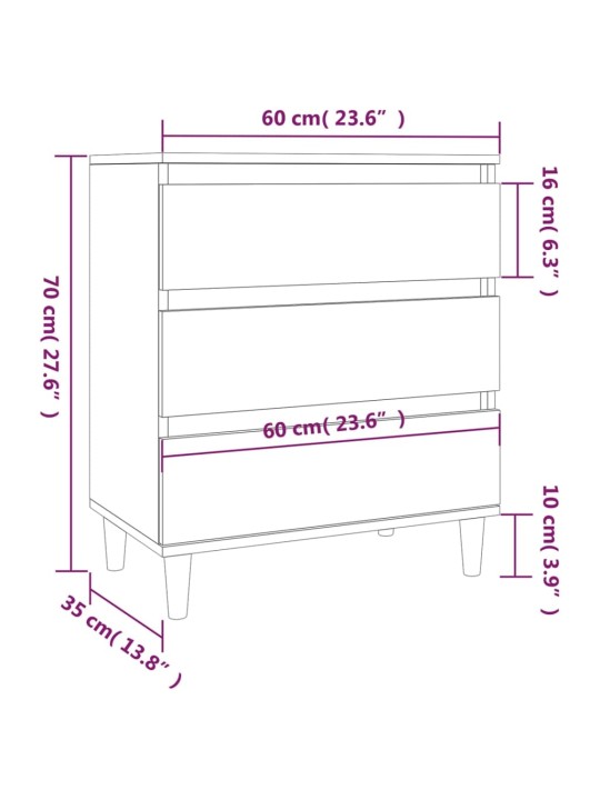 Příborník bílý s vysokým leskem 60x35x70 cm kompozitní dřevo