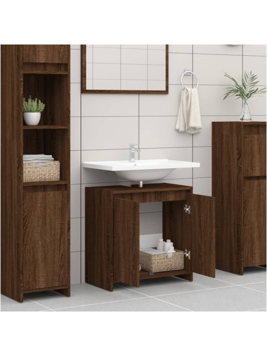 Koupelnová skříňka hnědý dub 60 x 33 x 61 cm kompozitní dřevo