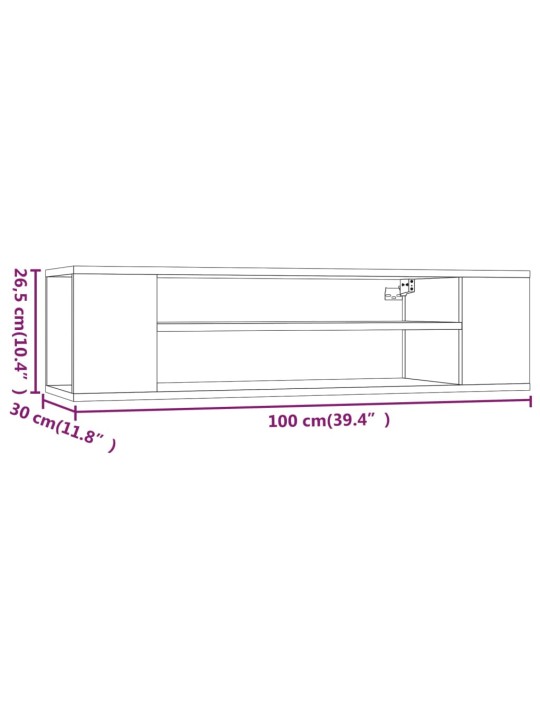Závěsná tv skříňka kouřový dub 100x30x26,5 cm kompozitní dřevo