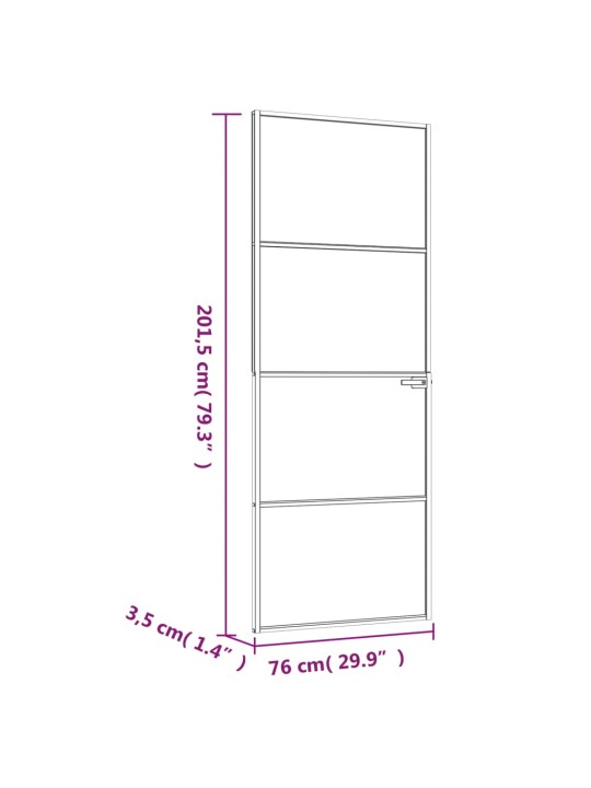 Interiérové dveře černé 76x201,5 cm tvrzené sklo a hliník úzké