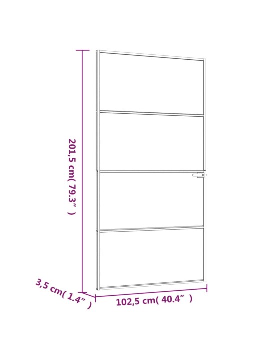 Interiérové dveře černé 102x201,5 cm tvrzené sklo a hliník úzké