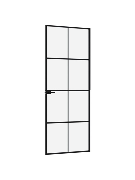 Interiérové dveře černé 76x201,5 cm tvrzené sklo a hliník úzké