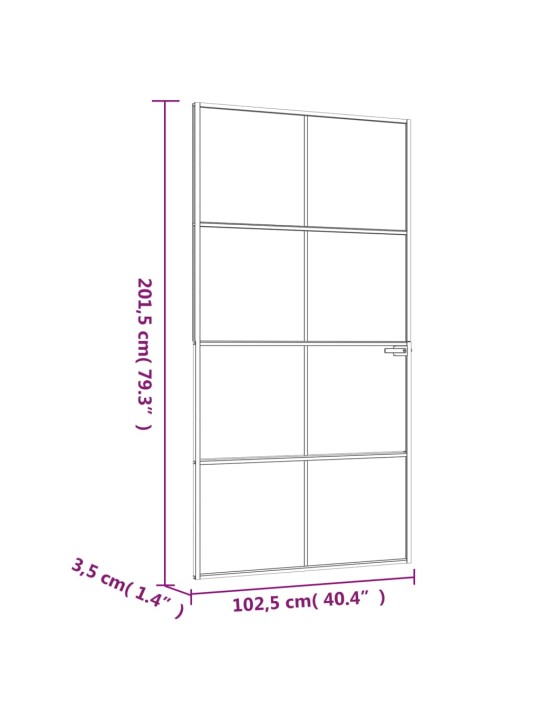 Interiérové dveře černé 102x201,5 cm tvrzené sklo a hliník úzké