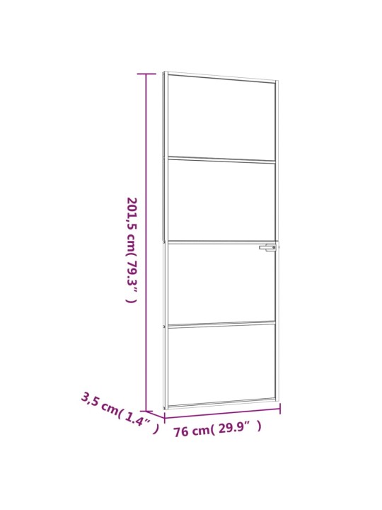 Interiérové dveře bílé 76x201,5 cm tvrzené sklo a hliník úzké