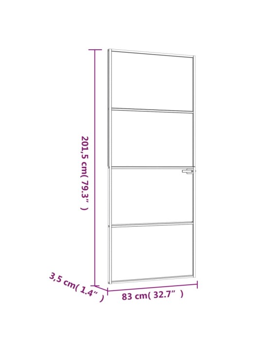 Interiérové dveře bílé 83x201,5 cm tvrzené sklo a hliník úzké
