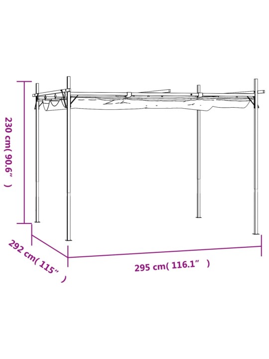 Pergola se zatahovací střechou krémová 295 x 292 x 230 cm