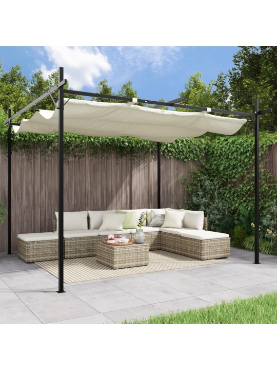 Pergola se zatahovací střechou krémová 295 x 292 x 230 cm