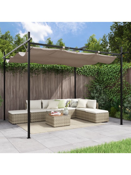 Pergola se zatahovací střechou taupe 295 x 292 x 230 cm