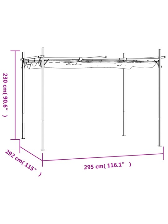 Pergola se zatahovací střechou antracitová 295 x 292 x 230 cm