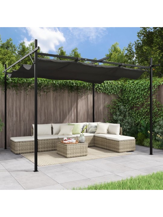 Pergola se zatahovací střechou antracitová 295 x 292 x 230 cm