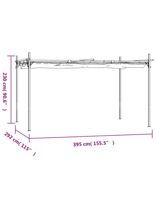 Pergola se zatahovací střechou taupe 395 x 292 x 230 cm
