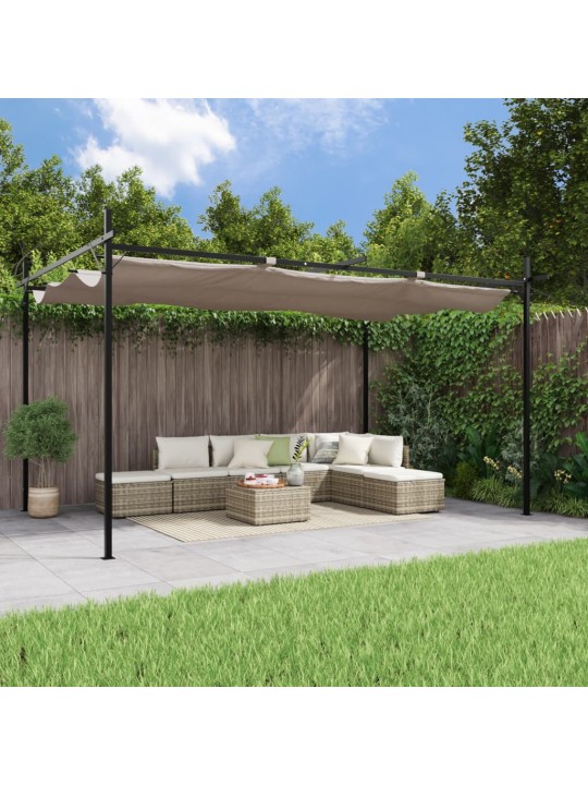 Pergola se zatahovací střechou taupe 395 x 292 x 230 cm
