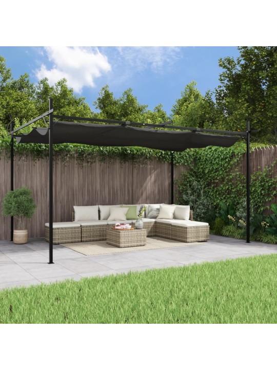 Pergola se zatahovací střechou antracitová 395 x 292 x 230 cm