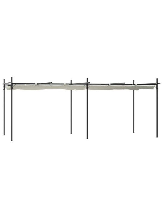 Pergola se zatahovací střechou krémová 589 x 292 x 230 cm
