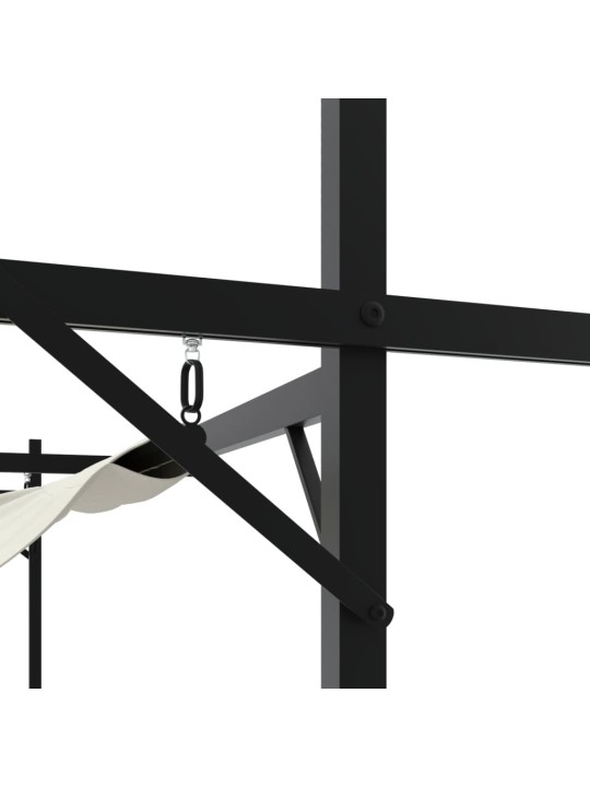 Pergola se zatahovací střechou krémová 589 x 292 x 230 cm