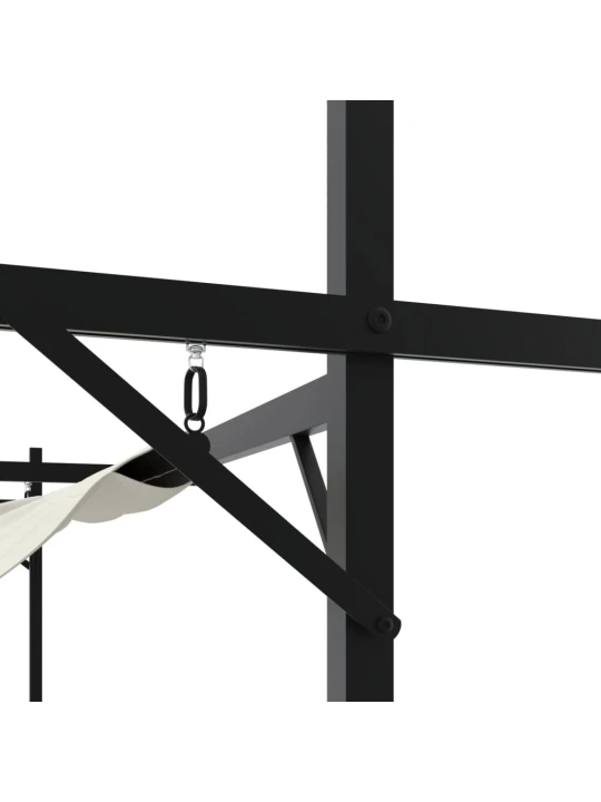 Pergola se zatahovací střechou krémová 589 x 292 x 230 cm