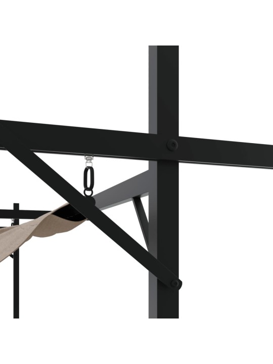 Pergola se zatahovací střechou taupe 589 x 292 x 230 cm