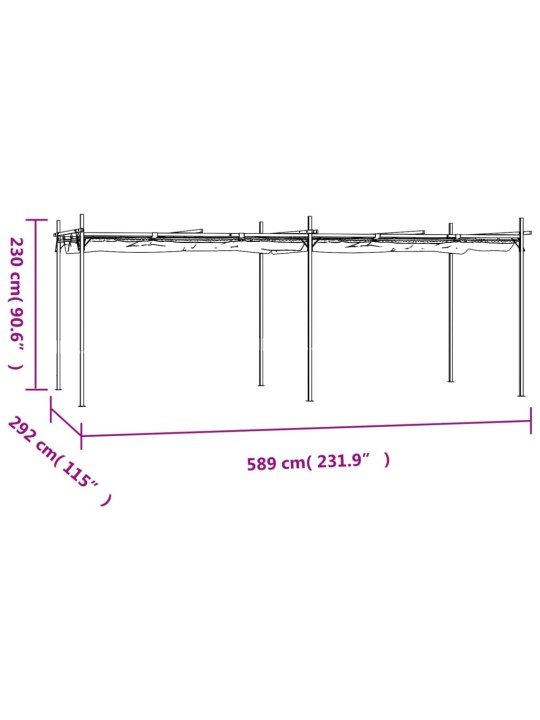 Pergola se zatahovací střechou taupe 589 x 292 x 230 cm