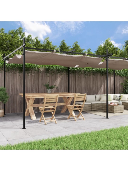 Pergola se zatahovací střechou taupe 589 x 292 x 230 cm