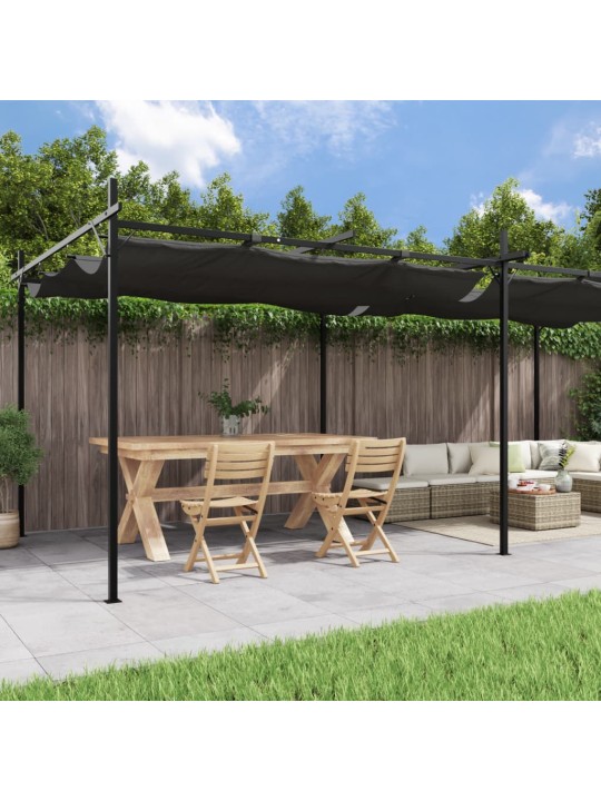Pergola se zatahovací střechou antracitová 589 x 292 x 230 cm