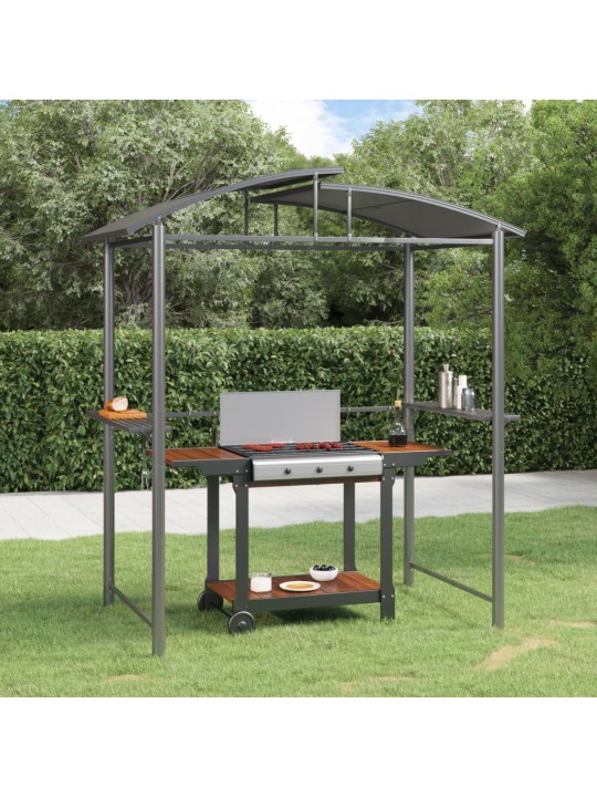 Bbq altán s bočními policemi antracitový 210x114x230 cm ocel