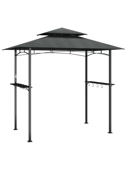 Bbq altán s bočními policemi antracitový 240x150x243 cm ocel