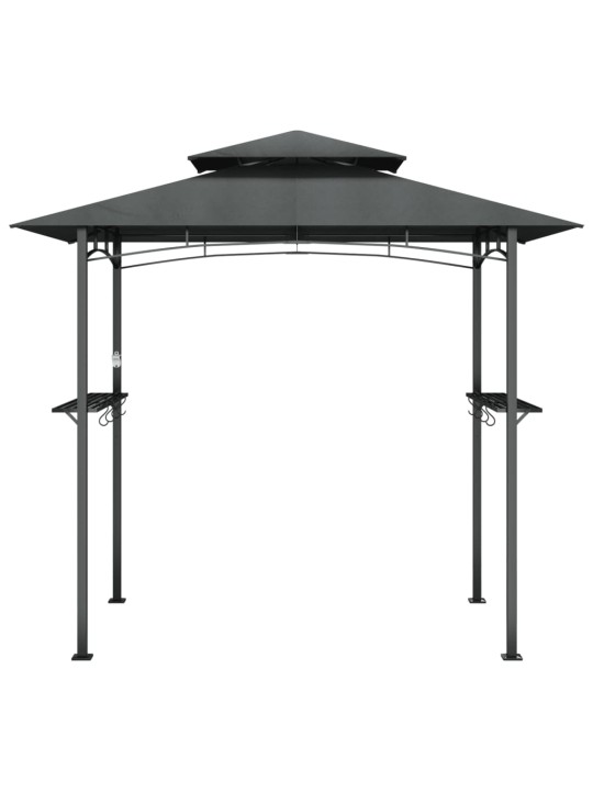 Bbq altán s bočními policemi antracitový 240x150x243 cm ocel