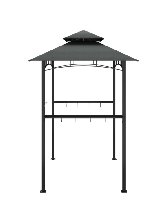 Bbq altán s bočními policemi antracitový 240x150x243 cm ocel