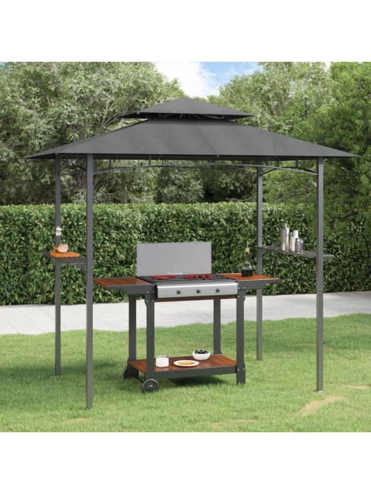 Bbq altán s bočními policemi antracitový 240x150x243 cm ocel