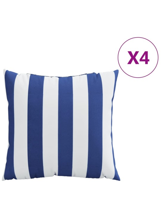 Dekorační polštáře 4 ks modré a bílé pruhy 50 x 50 cm textil