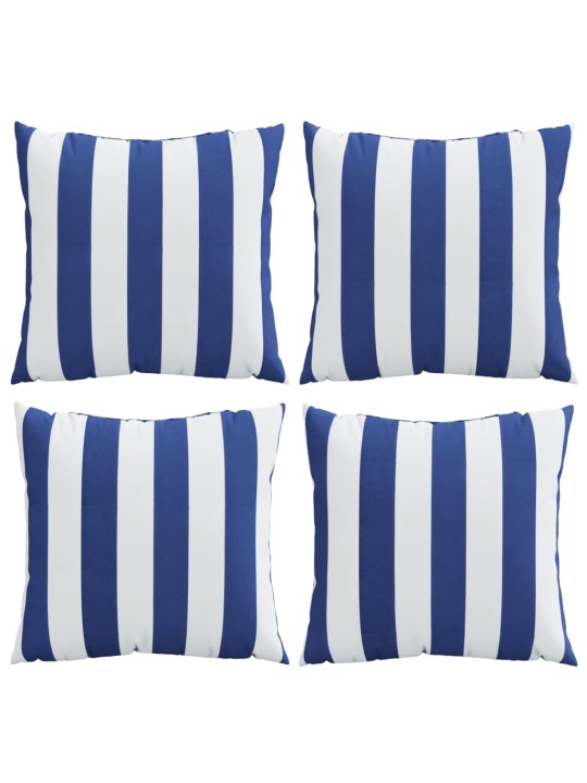 Dekorační polštáře 4 ks modré a bílé pruhy 50 x 50 cm textil