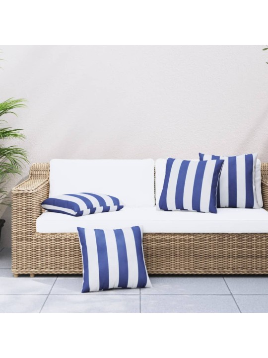 Dekorační polštáře 4 ks modré a bílé pruhy 50 x 50 cm textil