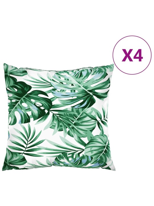 Polštáře na pohovku 4 ks vzor listů 60 x 60 cm textil