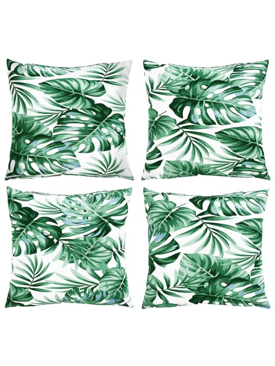 Polštáře na pohovku 4 ks vzor listů 60 x 60 cm textil