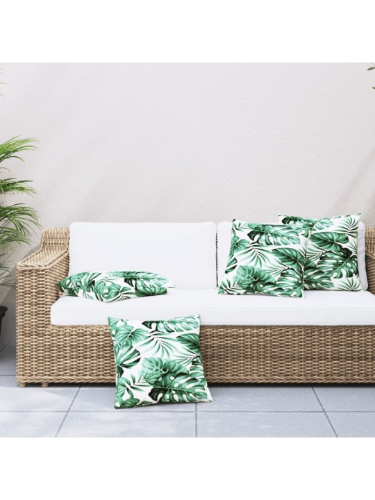 Polštáře na pohovku 4 ks vzor listů 60 x 60 cm textil