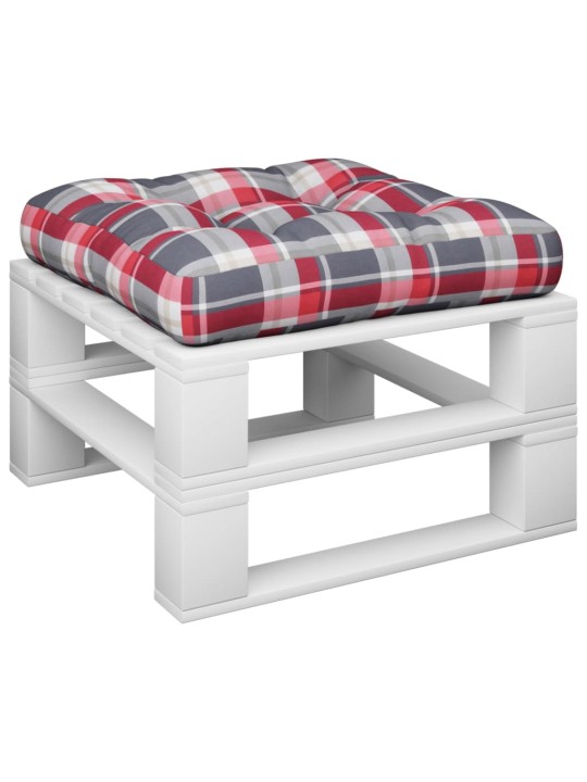 Poduška na palety červená károvaná 50 x 50 x 12 cm textil