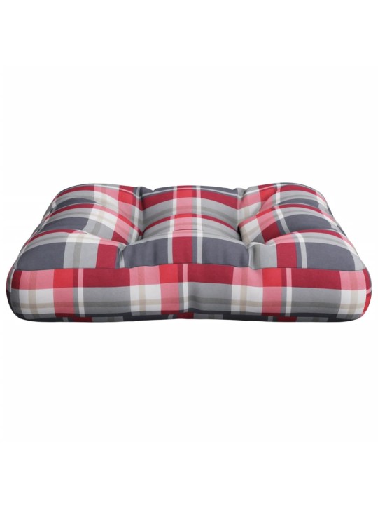 Poduška na palety červená károvaná 50 x 50 x 12 cm textil